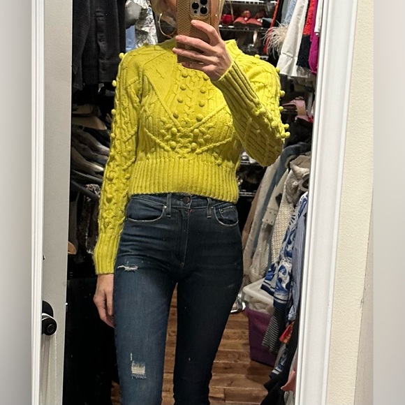 H&M Neon Yellow Cable Knit Wool
Blend Sweater Jumper Size XS - Picture 11 of 12
